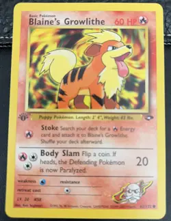 1st Edition Blaine’s Growlithe 62/132 - Gym Challenge - Near Mint - Image 1