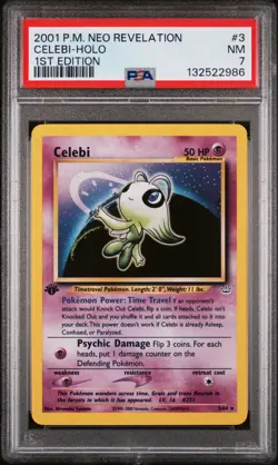 2001 POKEMON NEO REVELATION 1ST ED #3 CELEBI-HOLO PSA 7 - Image 1