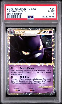 2010 POKEMON UNLEASHED CROBAT PRIME #84 ULTRA RARE HOLO PSA 9 MINT #113276699 - Image 1