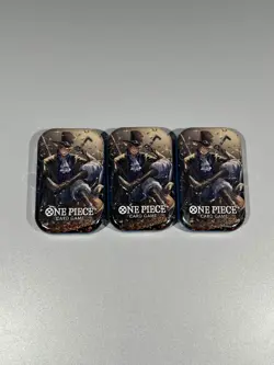 3 X One Piece TS-02 Mini Tin - OP13 Carrying On His Will Sabo Tins New & Sealed - Image 1