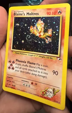 Blaine's Moltres 001/132 Gym Heroes Holo * Vintage Pokemon Card - NM * SWIRL - Image 4