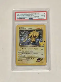 2021 Pokemon Celebrations Rocket’s Zapdos Holo Gym Challenge #15 Mint PSA 9 Card - Image 1