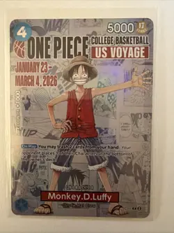 One Piece Monkey D. Luffy US Voyage College Basketball Promo Card - Image 1
