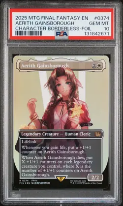 2025 MTG FINAL FANTASY CHARACTER BORDERLESS-FOIL AERITH GAINSBOROUGH PSA 10 - Image 1