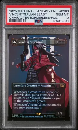 MTG Final Fantasy Vincent Valentine Galian Beast 0383 Borderless Foil PSA 10 - Image 1