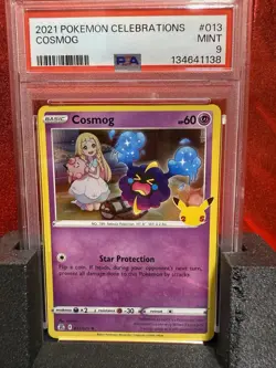 Pokemon 2021 Celebrations #013 COSMOG PSA 9 Mint RARE - Image 1