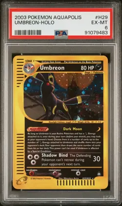 2003 Pokemon Aquapolis Holo #H29 Umbreon PSA 6 - Image 1