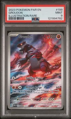 2023 Pokemon Par EN-Paradox Rift Groudon #199 Illustration Rare PSA 9 - Image 1