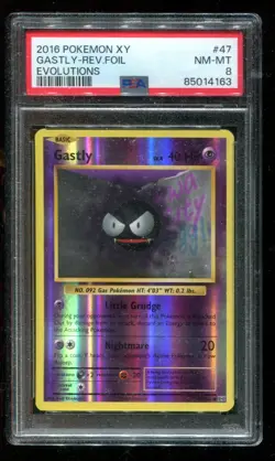 2016 Pokemon XY #47 Gastly PSA 8 NM-MT Evolutions Rev Foil~(BA) - Image 1