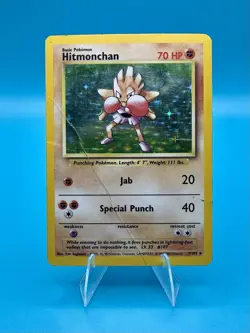 Pokemon TCG 1999 Hitmonchan 7/102 Holo Rare Base Set Vintage HP/DMG - Image 1