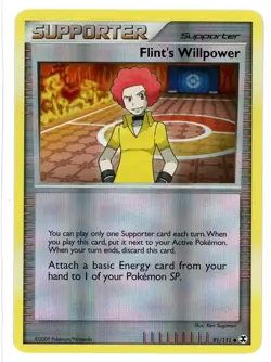Flint's Willpower Reverse Holo 91/111 Rising Rivals Pokemon Card - Image 1