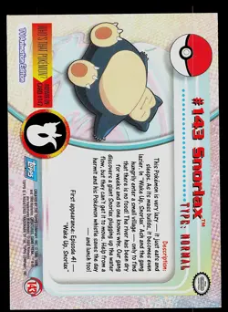 Pokemon Card - Snorlax Topps TV Animation Edition 143 Blue Logo - Image 2