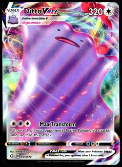 Pokemon TCG Ditto VMAX 051/072 2021 Shining Fates Ultra Rare Card - LP - Image 1