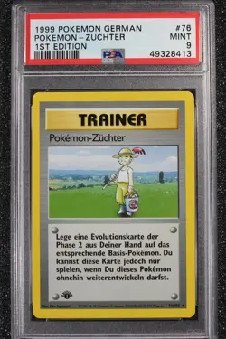 1999 Pokemon German 1st Edition Pokemon Breeder Zucter #76 PSA 9 MINT - Image 1