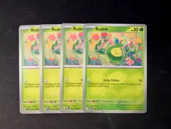 4x Budew 004/131 Prismatic Evolutions - Pokemon TCG - Non Holo Common Playset NM - Image 1
