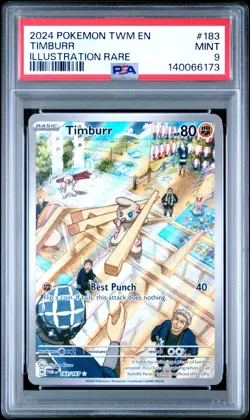 2024 POKEMON TWM EN-TWILIGHT MASQUERADE 183 TIMBURR ILLUSTRATION RARE PSA 9 - Image 1