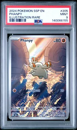 2024 POKEMON SSP EN-SURGING SPARKS 205 PHANPY ILLUSTRATION RARE PSA 9 - Image 1