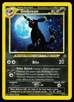 Umbreon 13/75 Holo SWIRL Neo Discovery Pokemon Card - Image 1