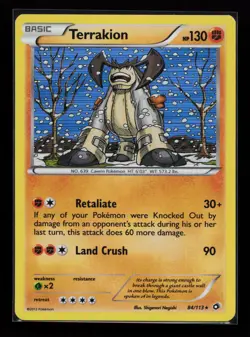 Terrakion 84/113 Holo Rare Legendary Treasures Pokemon Card - Image 1