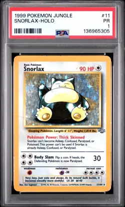 PSA 1 PR 1999 Pokemon Jungle Snorlax 11/64 Holo Foil Rare WOTC - Image 1