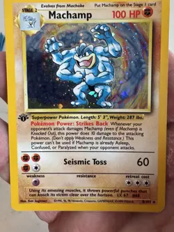 MACHAMP 1999 POKEMON 1ST EDITION BASE SET RARE HOLO 8/102 LP Nice Card - Image 3