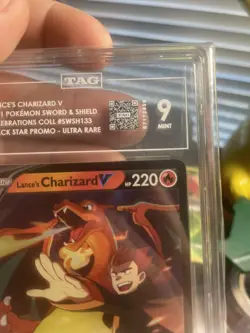 Pokemon TCG Lance's Charizard V SWSH133 Celebrations Black Star Promo TAG 9 - Image 4