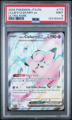 2025 POKEMON JTG EN-JOURNEY TOGETHER ULTRA RARE #173 LILLIE'S CLEFAIRY EX PSA 9 - Image 1