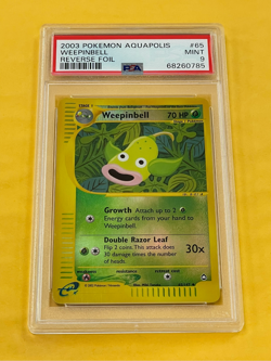 2003 Pokemon Aquapolis Weepinbell Reverse Holo Foil #65/147 PSA 9 MINT - Image 1