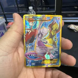Pokemon TCG Card Mewtwo EX Secret Rare Full Art Breakthrough HP 163/162 - Image 1