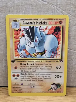 Giovanni's Machoke 42/132 1st Edition Gym Challenge Non-Holo Pokemon Card TCG - Image 1