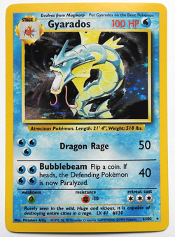 POKEMON GYARADOS 6/102 HOLO BASE SET 1999 WIZARDS LP - Image 1