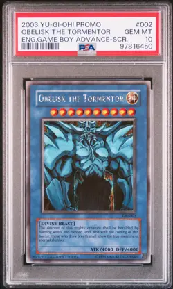 Obelisk the Tormentor (Secret Rare) GBI-002 Yu-Gi-Oh! Game Boy Promo 2003 PSA 10 - Image 1