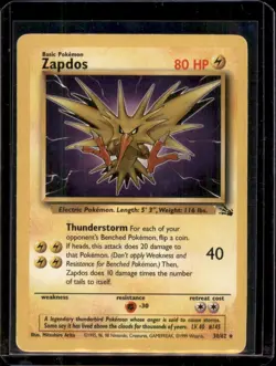 Zapdos 30/62 Rare WOTC Pokemon Card Non-Holo Fossil *HP* - Image 1