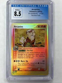Arcanine Reverse Holo 15/100 EX Sandstorm CGC 8.5 Rare Pokemon Card - Image 1