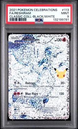 PSA 9 RESHIRAM 113/114 FULL ART CELEBRATIONS CLASSIC COLLECTION POKEMON 🔥 - Image 1