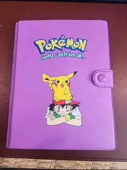 Retro Pokemon Purple Portfolio Binder Ash Pikachu 30 Page Old School - Image 1