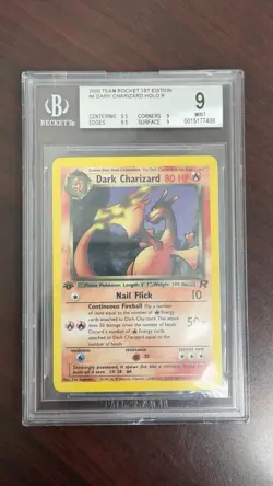 Pokemon 2000 1st Edition Team Rocket Dark Charizard Holo BGS 9 - Image 1