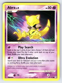 Abra 69/123 2007 D&P Mysterious Treasures Pokemon Card TCG Nintendo Common - Mp - Image 1