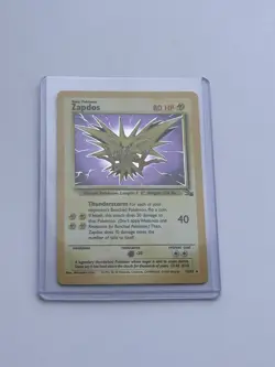 Pokemon TCG Zapdos Fossil Holo Card 15/62 Unlimited Rare, NEAR MINT Condition - Image 1