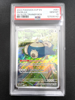 PSA 10 2023 Snorlax 051 Scarlet & Violet 151 Promo Card Holo Gem Mint Pokemon - Image 1