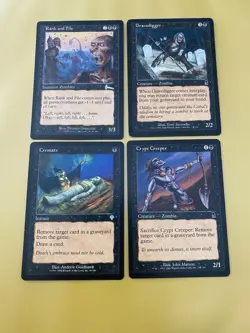 Magic The Gathering lot, x4 Zombie Cards: Rank and File, Gravedigger, Cremate. - Image 1