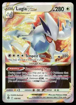 Pokemon Cards Lugia VSTAR 139/195 Silver Tempest Holo Rare VSTAR NM - Image 1