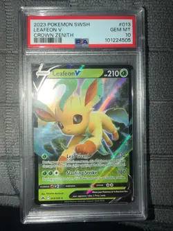 GRADED PSA 10 2023 Pokemon SWSH Leafeon V Crown Zenith #013 - Image 1