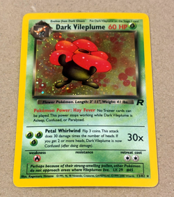 DARK VILEPLUME 13/82 Team Rocket Holo Pokemon Card SWIRL MP with bend in corner - Image 1