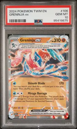2024 POKEMON TWM EN-TWILIGHT MASQUERADE #106 GRENINJA EX PSA 10 - Image 1