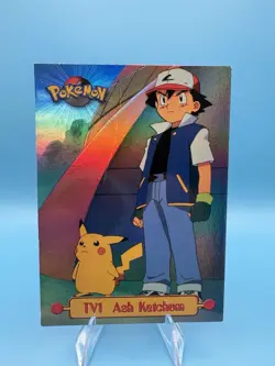 topps Pokemon TV Animation Edition Series 1 Rainbow Foil TV1 Ash Ketchum - Image 1