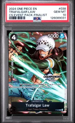 2024 ONE PIECE CHAMPIONSHIP EVENT PACK FINALIST #38 TRAFALGAR LAW PSA 10 *POP 5* - Image 1