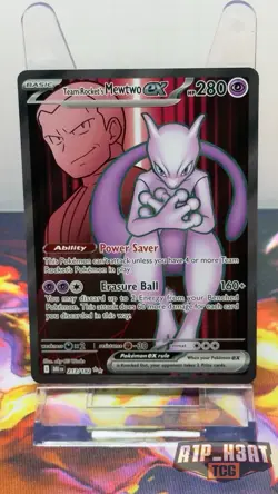 Pokemon Team Rocket's Mewtwo ex Ultra Rare Holo Card Sv10 213/182 - Image 1