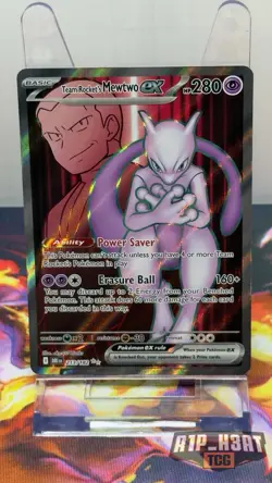 Pokemon Team Rocket's Mewtwo ex Ultra Rare Holo Card Sv10 213/182 - Image 3