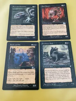 Magic The Gathering lot, x4 Black Creature Cards: Phyrexian Denouncer, Flesh Re. - Image 1